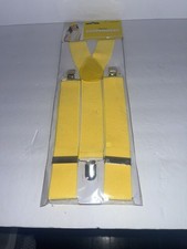 Amscan Yellow Suspenders Elastic Adjustable Metal Clips Adult Size
