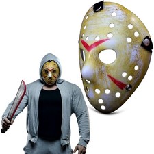 Jason Voorhees Hockey Mask Creepy Killer Halloween Fancy Dress Hockey Costume