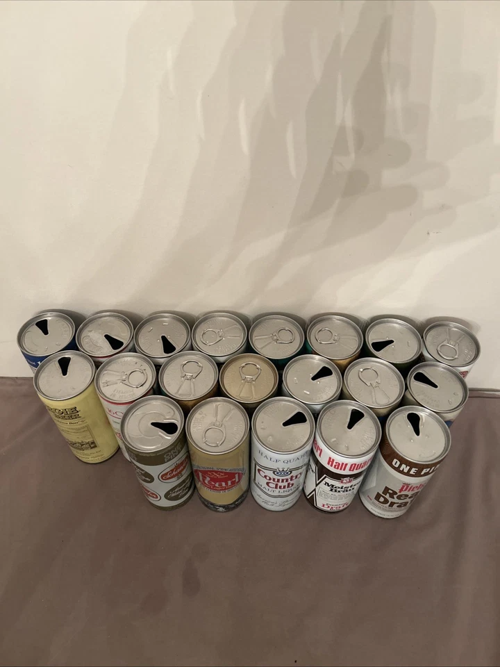 Lote de 20 latas de cerveza vintage años 70 Pull Tab medio cuarto 16 OZ variedad Foto 2 de 4