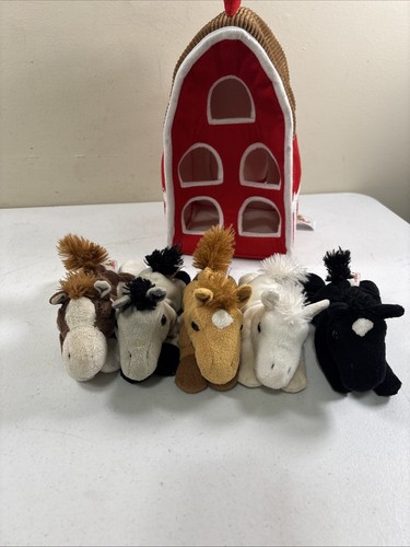 Unipak Red Barn 5 Horses Plush Stuffed 11" Barn Farm Horses Plushie - Picture 8 of 15