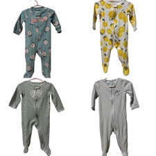 Lot Of 4 Carter's Baby's Long Sleeve One Piece Footie Pajamas Size 9 Months