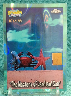 2025 Topps Chrome SpongeBob 25th The Masters of Land and Sea Aqua Lave 074/199