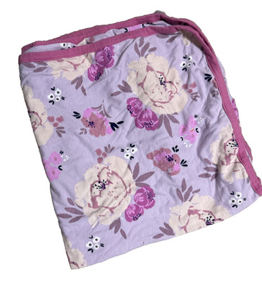 Baby Be Mine Purple Pink Floral Receiving Blanket