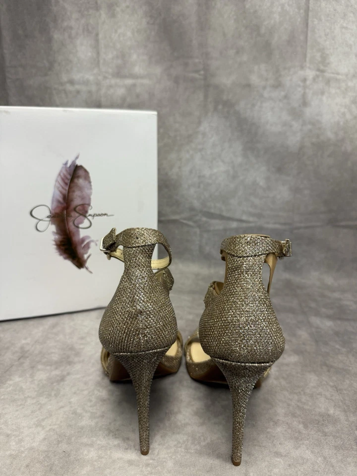 Сандалии Jessica Simpson размер 9,5 золотистые Rayli на высоком каблуке с ремешком на лодыжке - Изображение 4 из 4