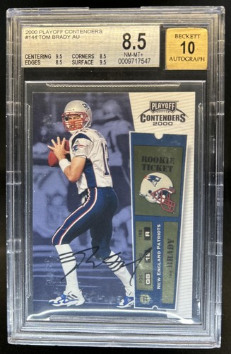 2000 Playoff Contenders Tom Brady Rookie Ticket RC Auto #144 Patriots BGS 8.5