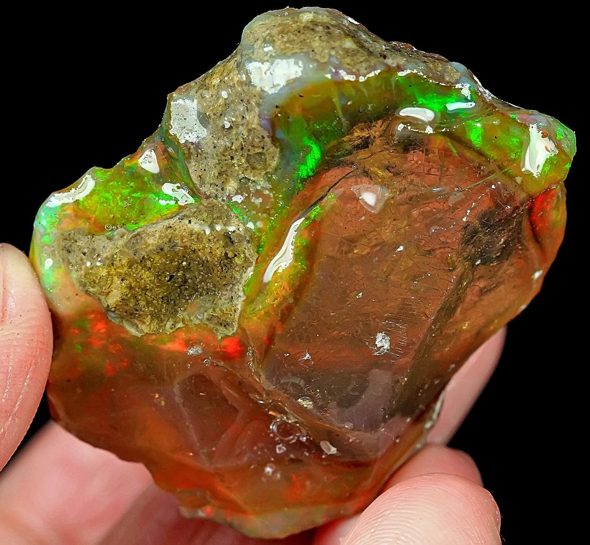 Opale Noire Brute D'Éthiopie - 30 Carats - 29x19 Mm - Jeu De Feu Naturel - Non Traitée