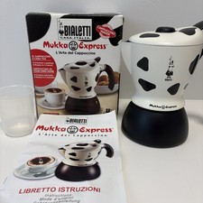Bialetti Mukka Express 2 Cup Cow Print Stovetop Cappuccino Maker Black & White