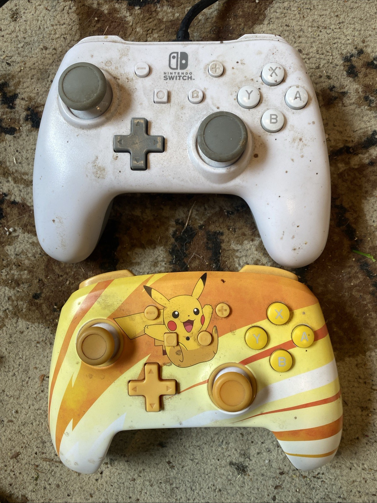 2 OEM Power A Nintendo Switch Controllers lot White Pro + Pikachu