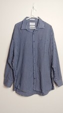 Van Heusen Business Long Sleeve Blue Relaxed Shirt Size 44 Neck Sleeve 90 GC