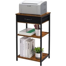 3 Tier Home Printer Table with Drawers Multifunctional Under Desk Printer Shelf