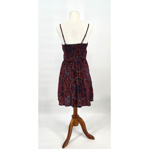 Abercrombie Spaghetti Strap Paisley Burgundy and Navy Dress Size Small Y2K - Picture 2 of 7