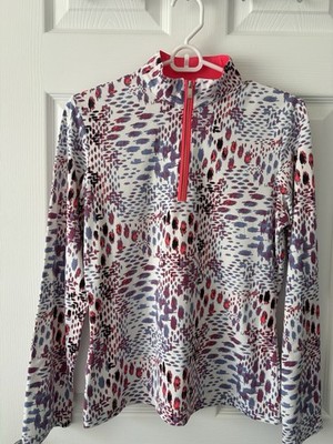 Tail White Label Long Sleeve 1/4 Zip Multi Print Golf Top, Size S