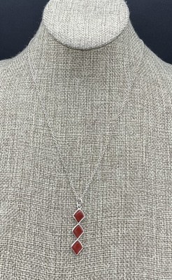Barse Norte Drop Necklace- Carnelian- Silver- NWT