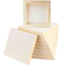 10 Pack 6 x 6 inch Wood Panel Boards, Unfinished Wood Canvas Panels for Craft...
