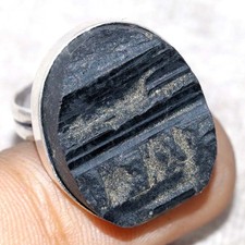 925 Silver Plated Black Tourmaline Ring US 7 Boho Chic Style Most Beautiful GW