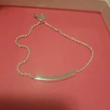 MONICA VINADER Linear Chain Silver Bracelet, Engraved - "Jasmine"