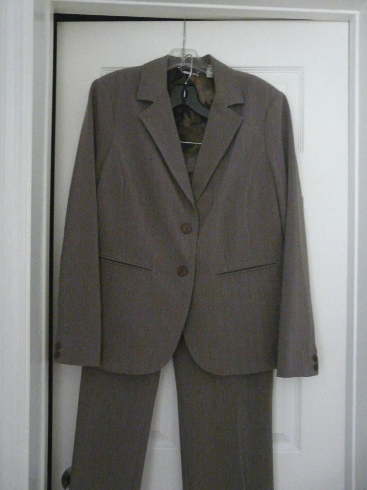 SIGRID OLSEN Traje Pantalón Clásico Blazer Talla 16 Pantalones Talla 12 Taupe Rayas NUEVO Foto 2 de 4