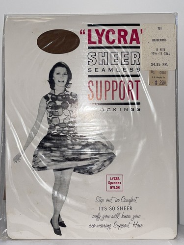 Vintage Lycra Sheer Seamless Support Stocking Supp