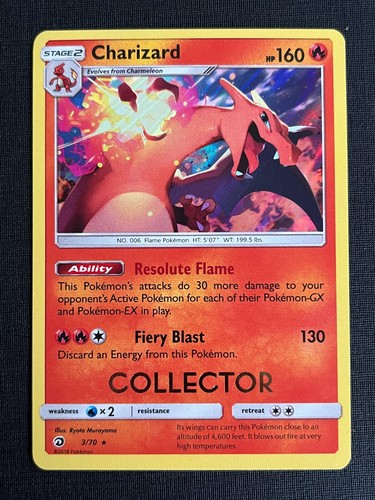 COLLECTOR STAMP Charizard 3/70 Dragon Majesty Holo Rare Pokemon Promo 2018 NM/LP