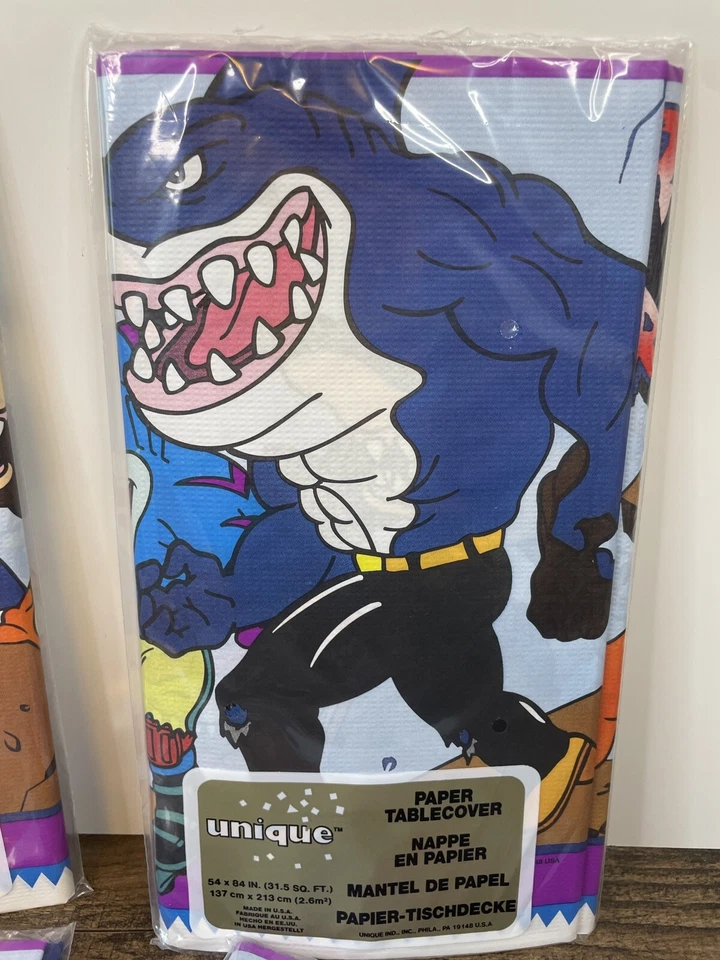 Lot Of 4 Vintage Street Sharks Party Paper Table Cloth Covers Birthday Cover - Image 2 of 4