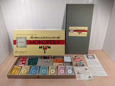 Vtg. 1954 Monopoly Board Game Parker Brothers Inc W/ Box, Board, Pieces, Rules
