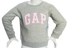 New GAP Sweater Grey Logo White Pink Girls Toddler Microfleece size 6-12m 4yr