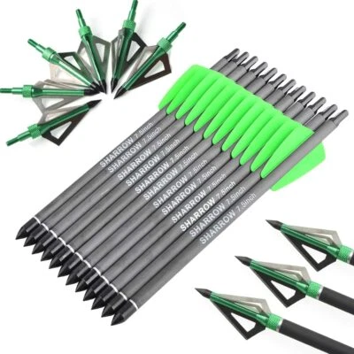 MILAEM Pernos de ballesta de 7,5" flechas de carbono pernos hoja puntas de flecha tiro con arco caza