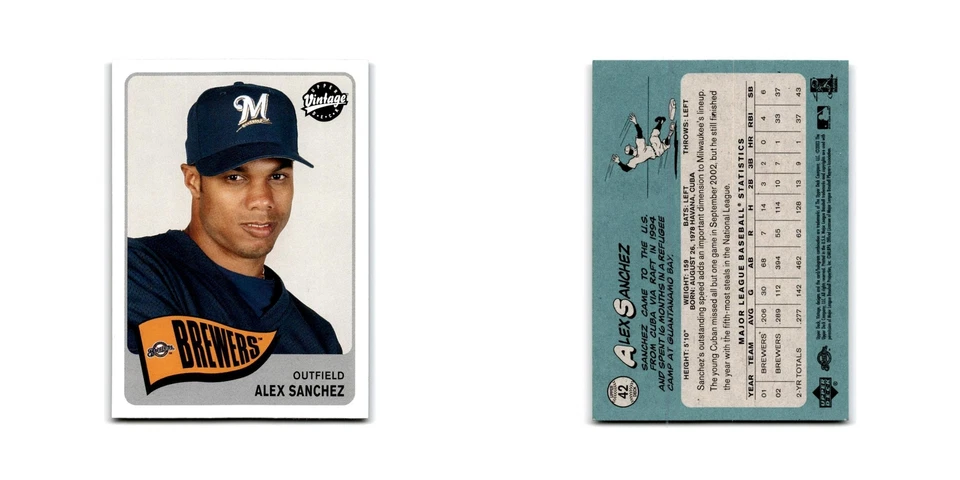 2003 Upper Deck Vintage Alex Sanchez Brewers #42 - Image 3 of 3