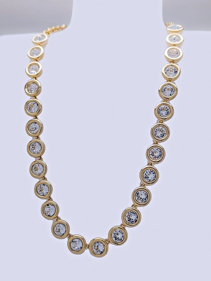 NEW 100% SWAROVSKI Gold White Crystals Imber Statement Necklace 5682585