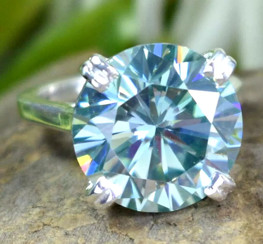 Blue diamond sterling silver ring deals