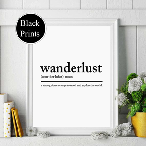 wanderlust noun definition wall print wording picture