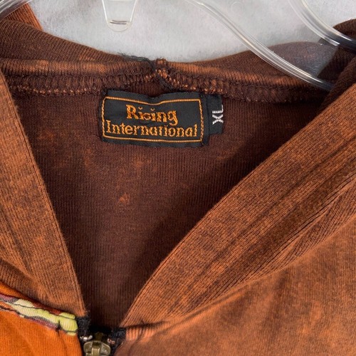 Rising International Sweater Women XL Patchwork Hoodie Zip Peace Hippie Festival - Picture 7 of 13