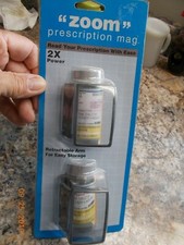 NIP Qty. of 2 Zoom Prescription Mag 2X Magnifiers, Adjustable Attach to Bottle