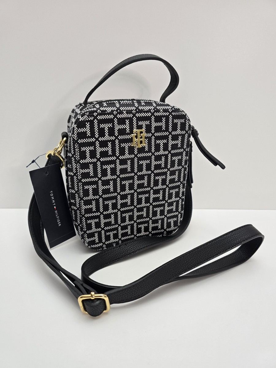 Tommy Hilfiger Crossbody Canvas Logo Women's Black+White Bag Tommy Hilfiger Crossbody Canvas Logo Women's Black+White Bag