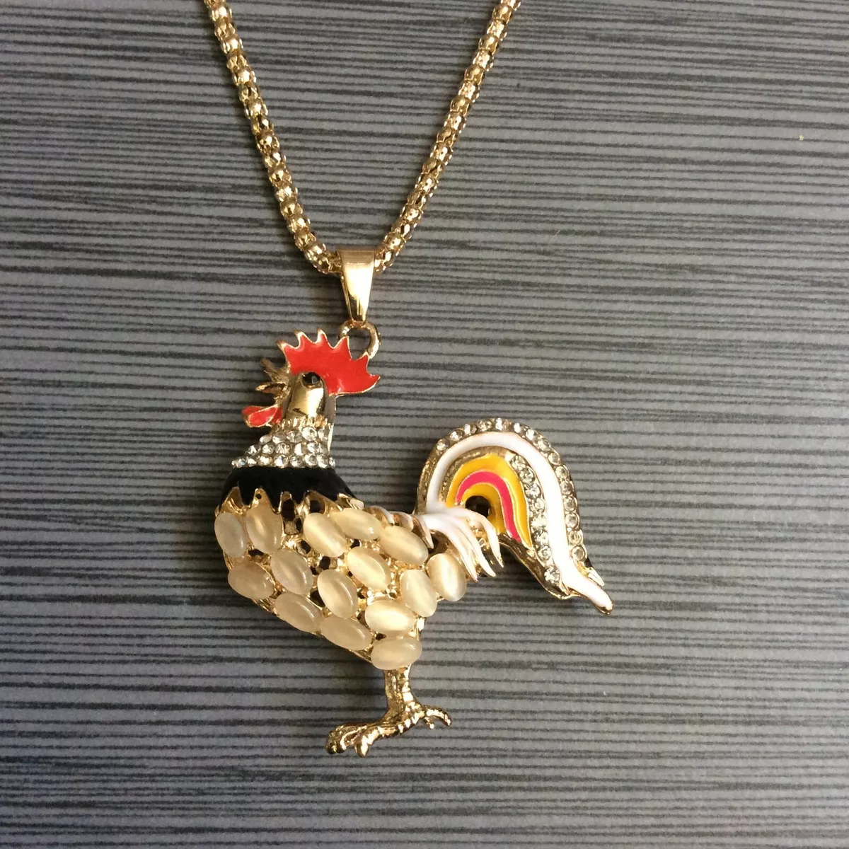 Golden Steel rooster pendant / Rooster pendant / Rooster 