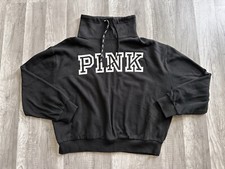 Victoria's Secret Pink Sweatshirt Size XS High Cowl Neck Drawstring Logo