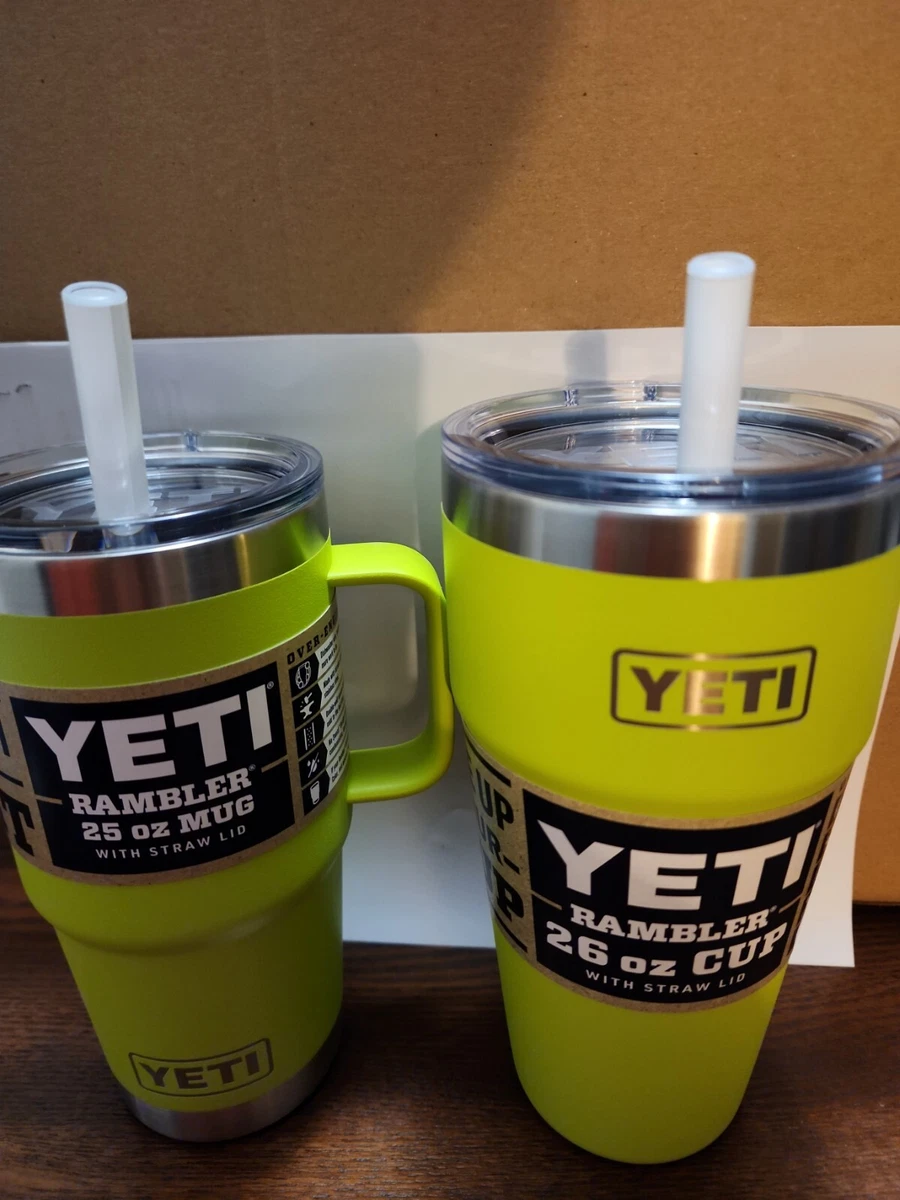 New Yeti Rambler 25 oz Mug w/ Straw Lid - Chartreuse - Retired Sold Out  Color