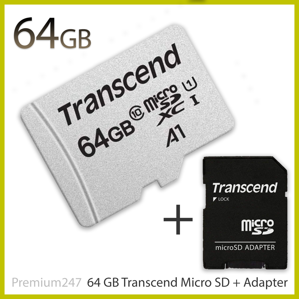 Transcend 8/16/32/64/128GB Microsdxc 300S Memory Card With Adapter