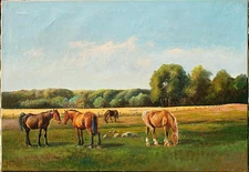 Nils Peder Christiansen 1873-1960 horse cow topographic copenhagen danmark