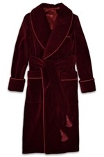 Quilted Burgundy Dressing Gown Mens Smoking Jacket Robe de Chambre Velvet Coat