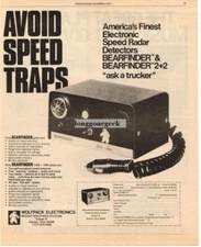 1977 Wolfpack Electronics Bearfinder 2+2 Electronic Radar Detector Vintage Ad 