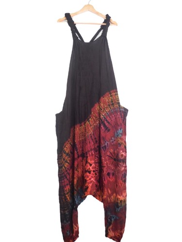 Black Tie Dye Harem Dungarees Hippie Bohemian Baggy Jumpsuit New by Bare Canvas - Picture 60 of 149