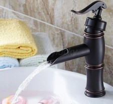 Oil Rubbed Bronze Bathroom Sink Faucet Waterfall Spout Single Handle Mixer Tap