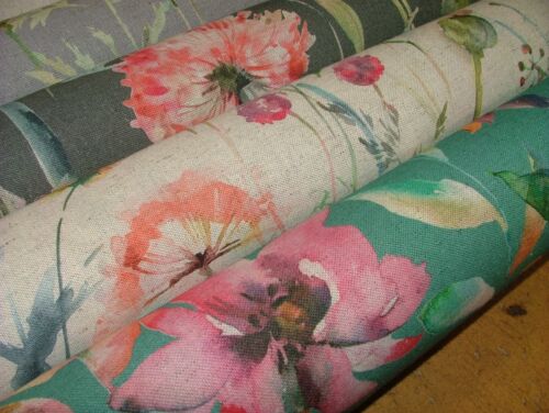 Cortina De Tela Floral De Lino Y Algodón De Hortensia Para Cojín Y Tapicería - Imagen 4 de 34