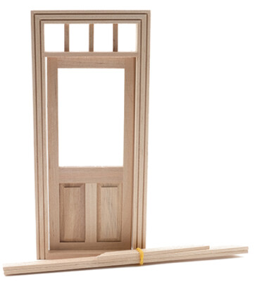 Dollhouse Miniatures 1:12 Scale Traditional 2-Panel Door with Window #CLA76018