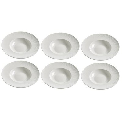 6er SET Suppenteller, Pastateller DIAMONDS ROUND D. 30cm weiß Maxwell & Williams