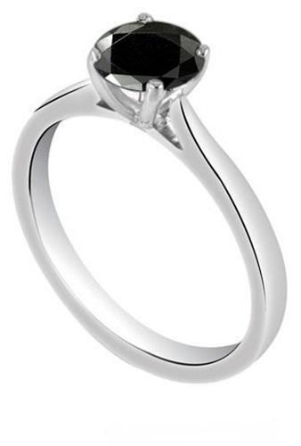 Sterling Silver 1ct Black Moissanite Diamond Certified Solitaire Engagement Ring - Picture 1 of 9
