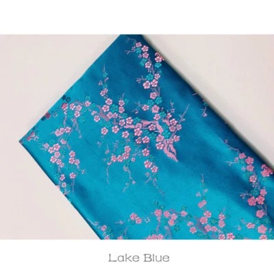 Tissu Damassé Chinois Soie Fausse Brocart Jacquard Plissé Fleur Par Mètre - Photo 1/4
