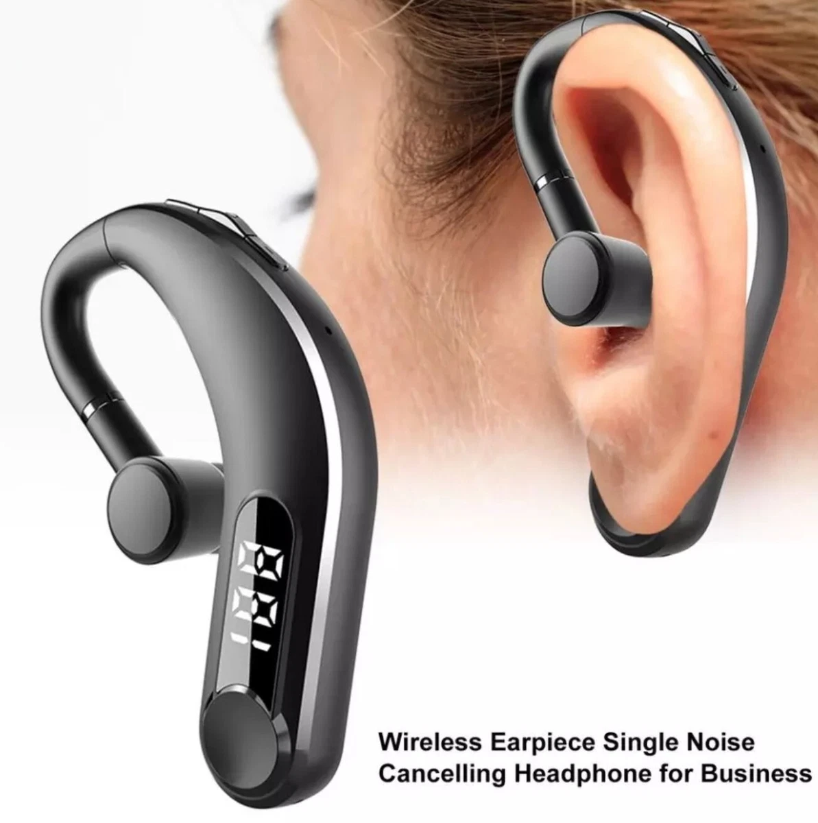 Wireless Bluetooth Headset Noise Cancelling Earpiece Earphone for Cell Phone