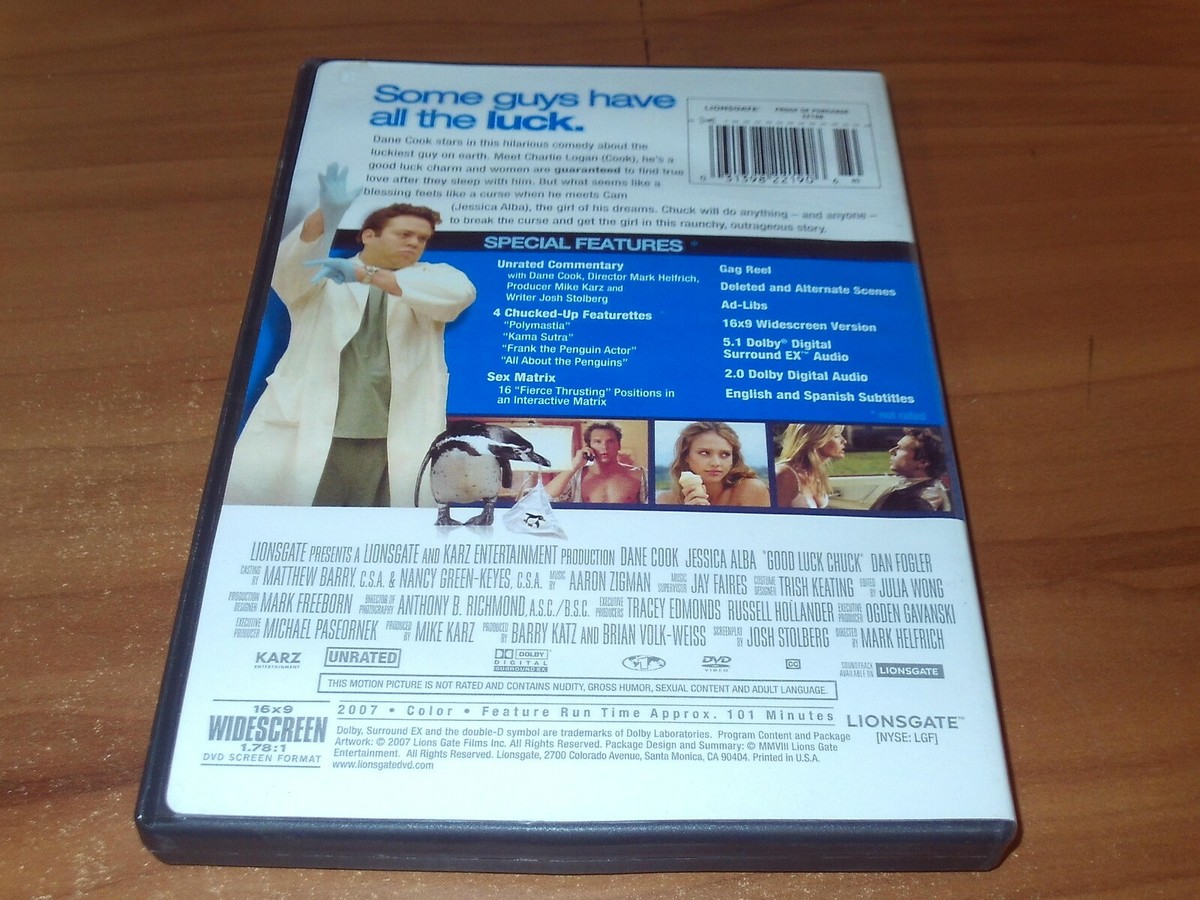 Good Luck Chuck (DVD, 2008 Unrated, Widescreen) Jessica Alba Good Luck Chuck (DVD, 2008 Unrated, Widescreen) Jessica Alba